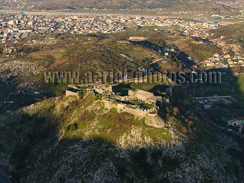 AERIAL VIEW photo of Rozafa Castle in shkoder, Albania.