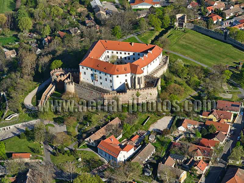 AERIAL VIEW photo of Siklos Castle, Hungary.