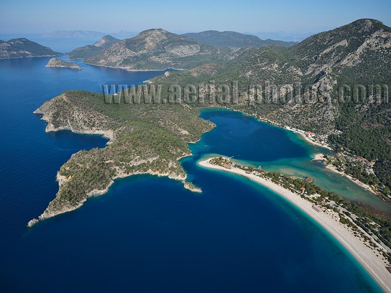 AERIAL VIEW photo of the coastline near Ölüdeniz, Turkey.