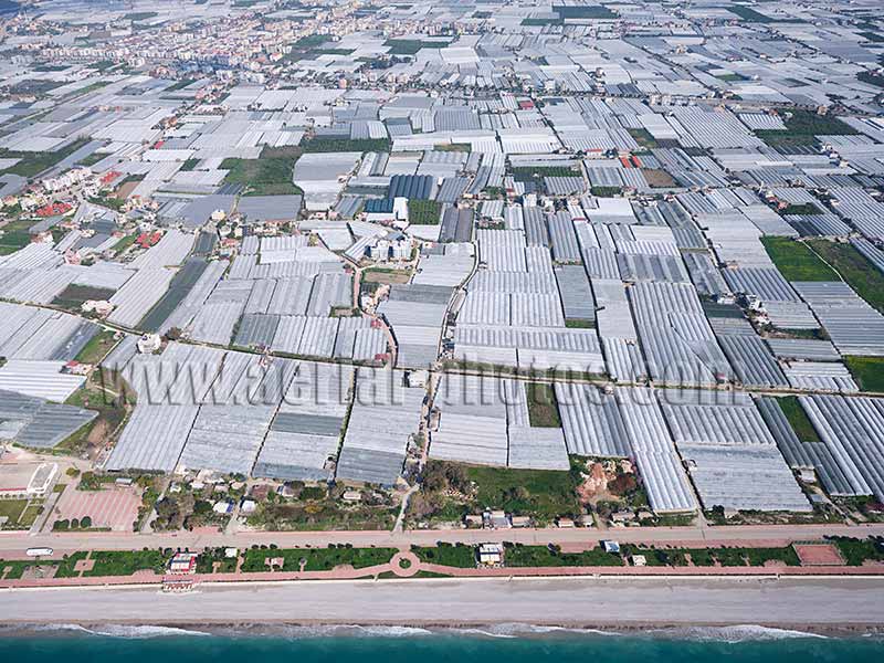 AERIAL VIEW photo of greenhouses around Demre, Turkey.
