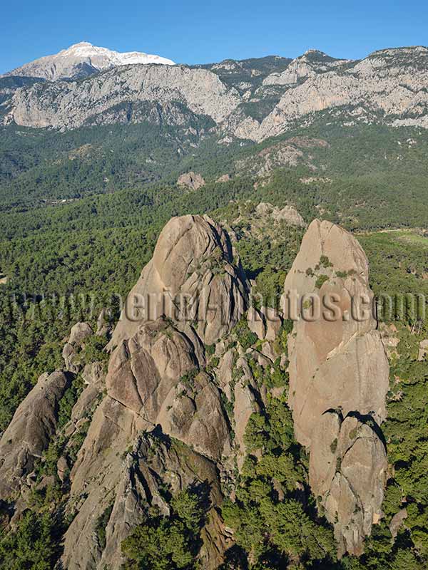 AERIAL VIEW photo of rock formation and Mount Tahtali, Turkey.