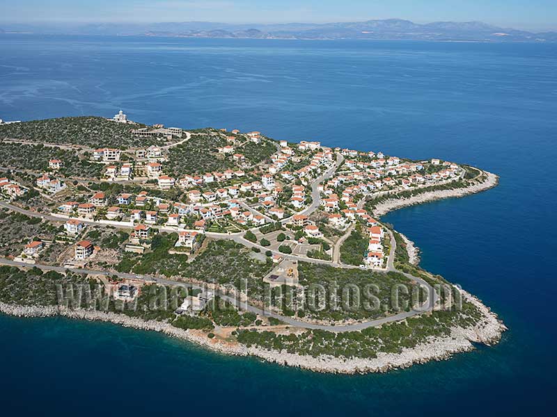 AERIAL VIEW Arkadiko Chorio, Peloponnese Peninsula, Greece.