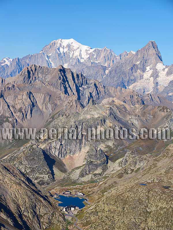 Aerial view of the Great-Saint-Bernard Pass, Aosta Valley, Italy. VEDUTA AEREA foto, Valle d'Aosta, Italia.