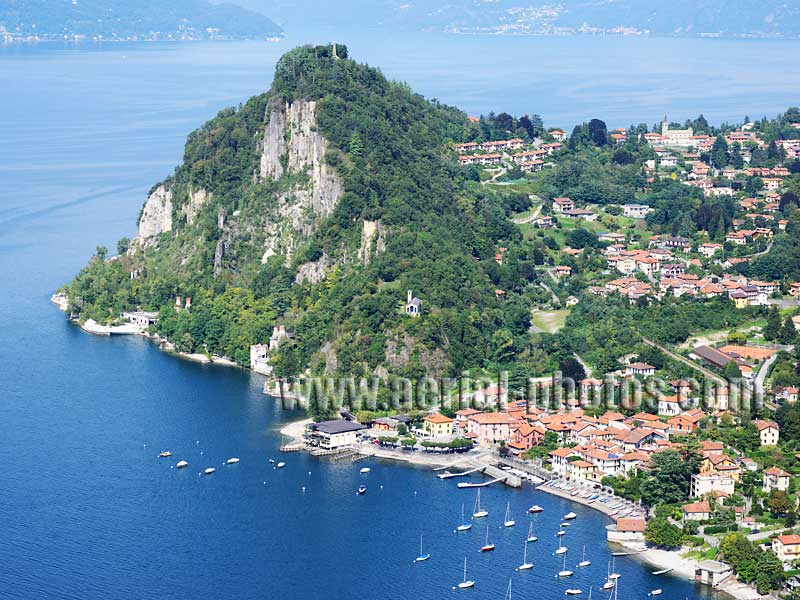 AERIAL VIEW photo of Castelveccana, Lake Maggiore, Lombardy, Italy. VEDUTA AEREA foto, Lago Maggiore, Lombardia, Italia.