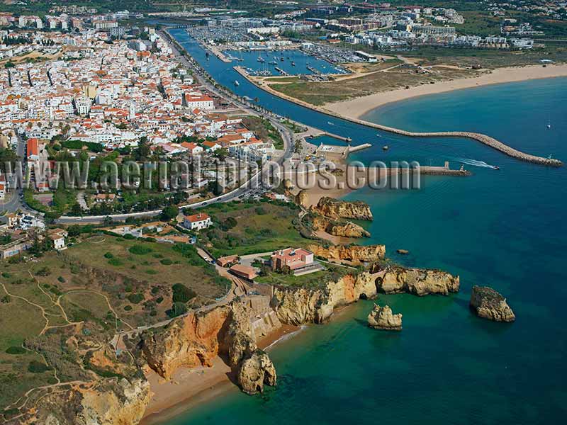 AERIAL VIEW photo of the city of Lagos, Algarve, Portugal. VISTA AEREA.