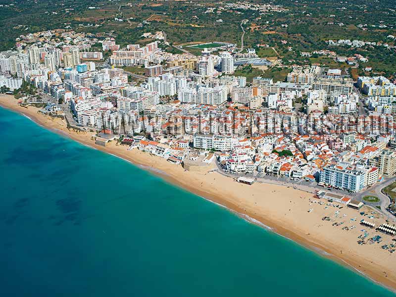 AERIAL VIEW photo of a seaside resort, Armação de Pêra, Silves, Algarve, Portugal. VISTA AEREA.