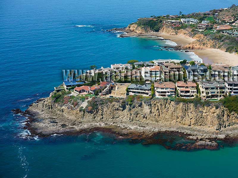 Aerial view of clifftop residences, Emerald Point, Laguna Beach, Orange County, California, USA.