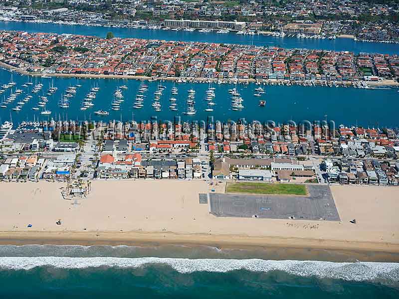 AERIAL VIEW photo of Balboa Peninsula, Newport Beach, Orange County, California, United States.
