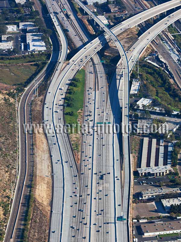 AERIAL VIEW photo of highway 5 and 56. San Diego, California, United States.