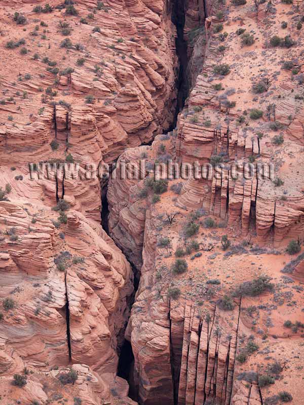 AERIAL VIEW photo of Buckskin Gulch, longest slot canyon on the Colorado Plateau, Utah, United States.