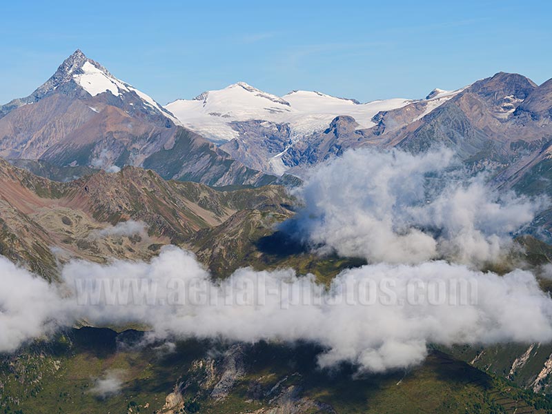 Aerial photo of Grossglockner, Tyrol, Austria. Luftaufnahme, luftbild, Tirol, Österreich.