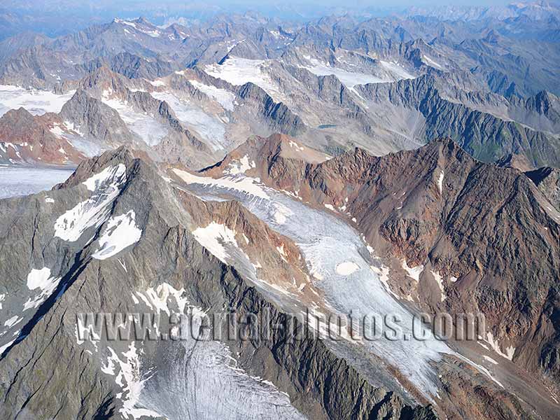 AERIAL VIEW photo of Falbesoner Glacier in Tyrol, Austria. LUFTAUFNAHME luftbild, Österreich.