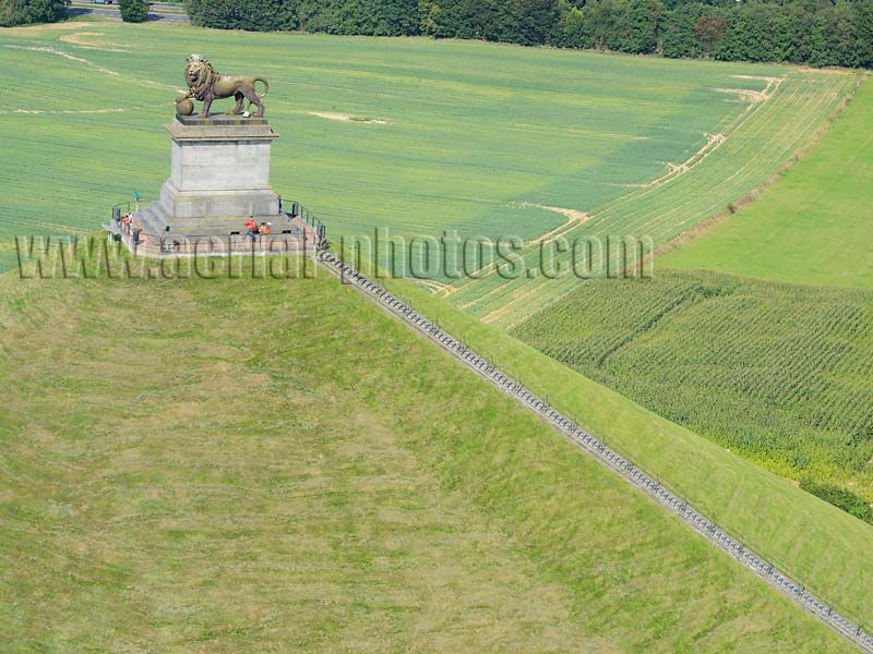 AERIAL VIEW photo of the Lion's Mound, Waterloo, Belgium. VUE AERIENNE Butte du Lion, Belgique.