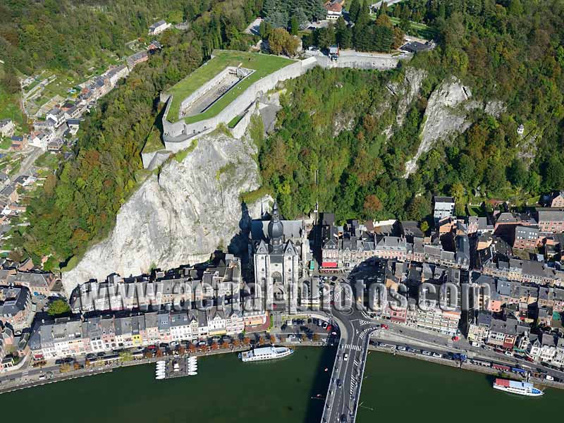 AERIAL VIEW photo of Dinant, Province of Namur, Wallonia, Belgium. VUE AERIENNE Wallonie, Belgique.
