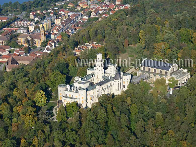 AERIAL VIEW photo of Hluboká Castle, Czech Republic. LETECKÝ POHLED, Zámek Hluboká, Česká republika.