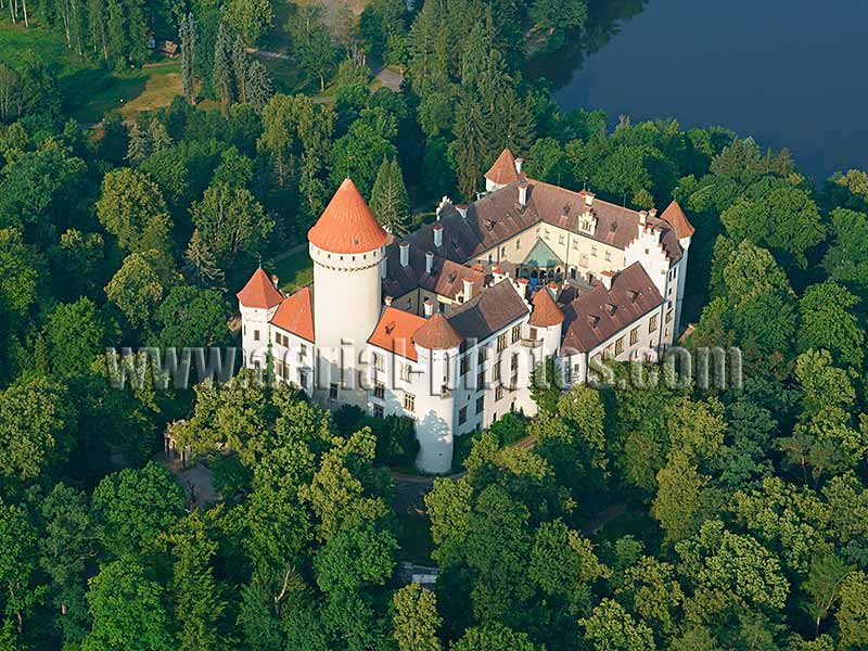 AERIAL VIEW photo of Konopiště Castle, Benešov, Czech Republic. LETECKÝ POHLED, Zámek Konopiště, Čechy, Česká republika.
