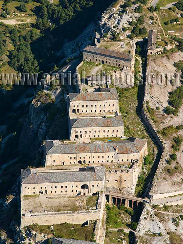 Aerial view. Photo of Victor-Emmanuel Fort, Aussois, Savoie, Auvergne-Rhône-Alpes, France. Vue aérienne.