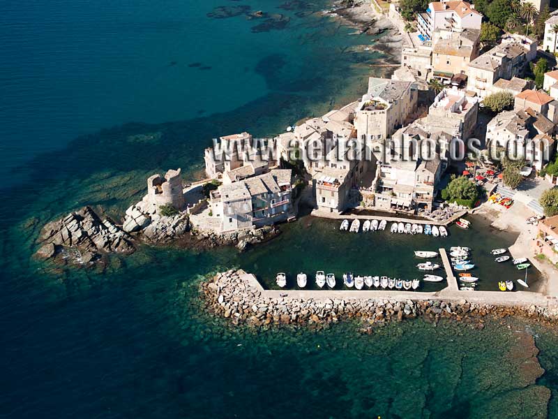 AERIAL VIEW photo of Erbalunga, Cap Corse, Corsica, France. VUE AERIENNE Corse.