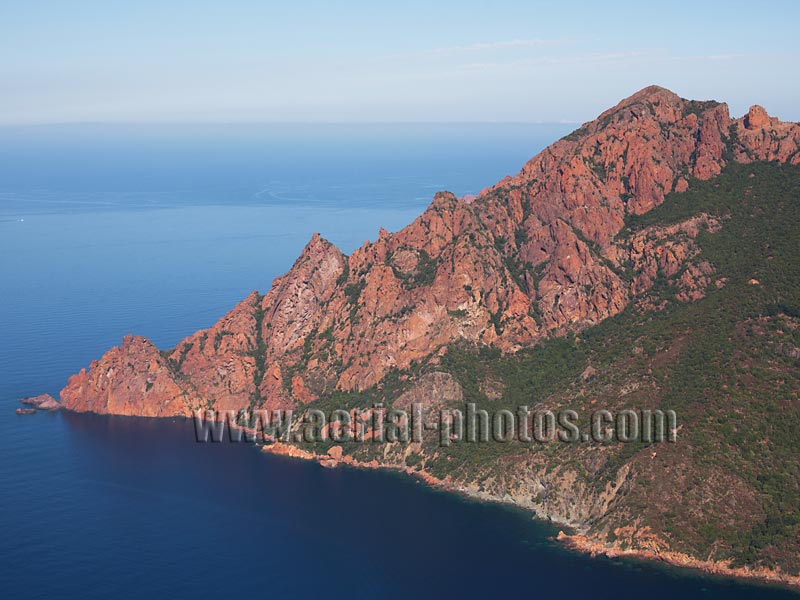 AERIAL VIEW photo of Monte Senino, Porto Gulf, Corsica, France. VUE AERIENNE Golfe de Porto, Corse.