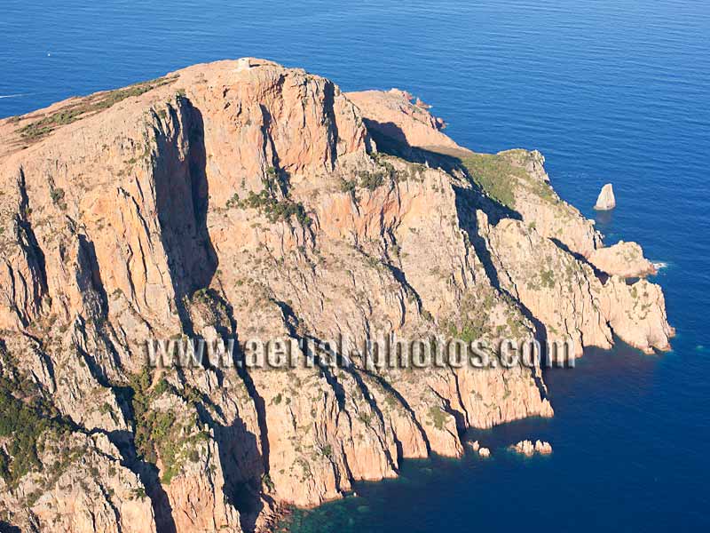 AERIAL VIEW photo of Capo Rosso, Porto Gulf, Corsica, France. VUE AERIENNE Golfe de Porto, Corse.