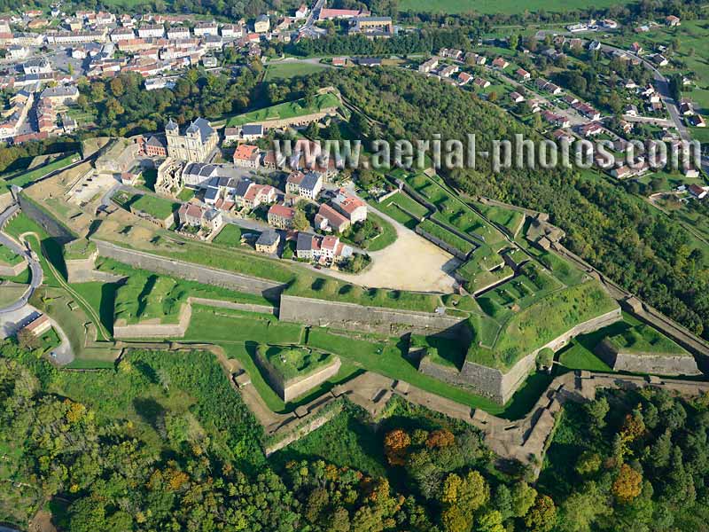 Aerial photo of the citadel of Montmédy in Meuse, Lorraine, Grand Est, France. Vue aérienne.