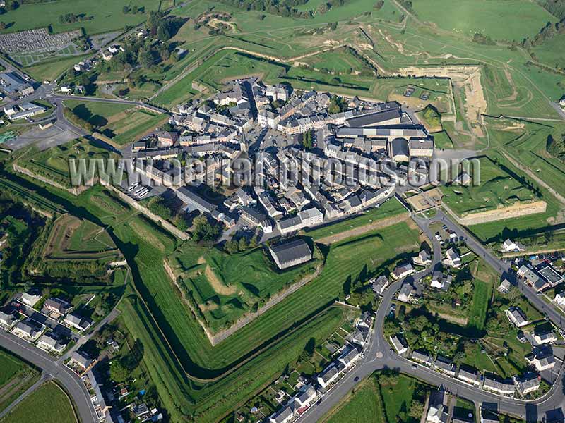 Aerial photo of the citadel of Rocroi in Ardennes, Grand Est, France. Vue aérienne.