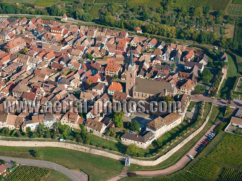 Aerial photo of Bergheim in Haut-Rhin, Alsace, Grand Est, France. Vue aérienne.