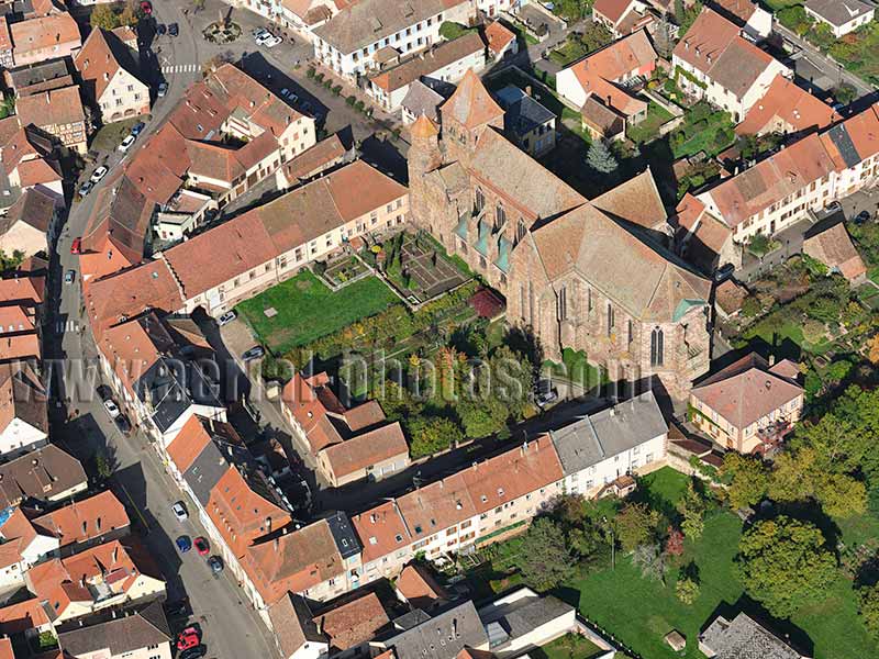 Aerial photo of Marmoutier Abbey in Alsace, Grand Est, France. Vue aérienne.