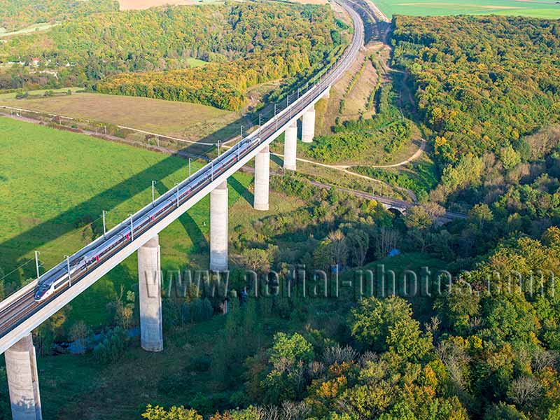 Aerial photo of Jaulny Viaduct in Meurthe-et-Moselle, Champagne-Ardenne, Grand Est, France. Vue aérienne. Viaduc de Jaulny.