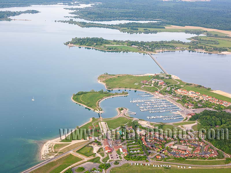Aerial photo of Lac du Der in Haute-Marne, Grand Est, France. Vue aérienne.