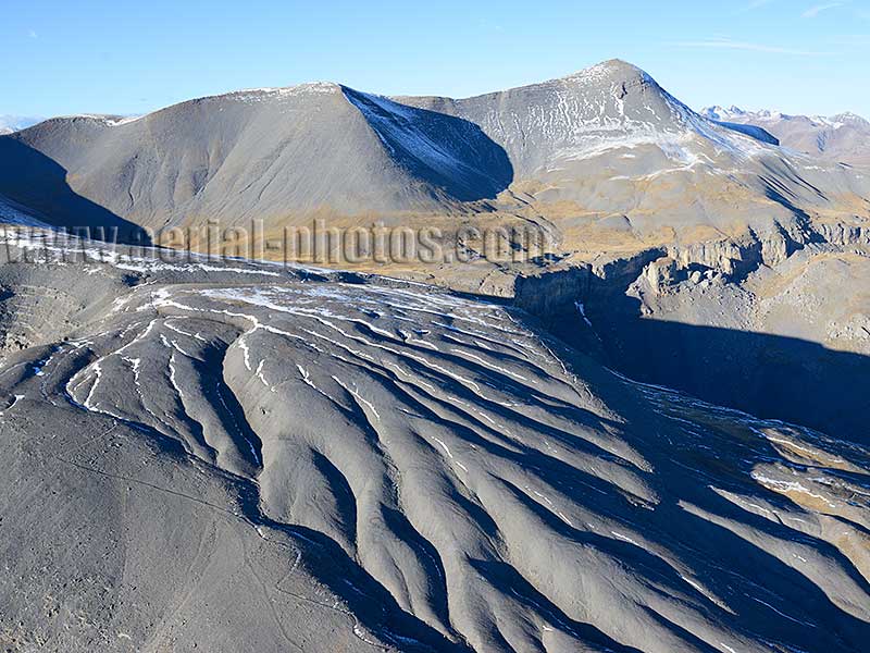Aerial view of Mont Mounier in the Mercantour Alps, France. Vue aérienne.