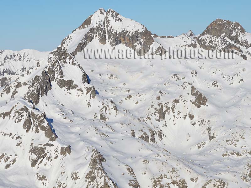 AERIAL VIEW photo of Gélas Peak, Mercantour National Park, Alpes-Maritimes, France. VUE AERIENNE, Cime du Gélas.