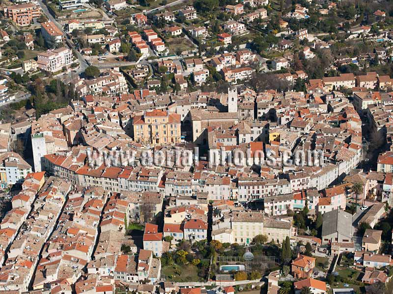 Aerial photo of Vence, a medieval town on the French Riviera. Vue aérienne.