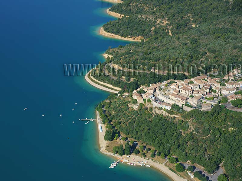 AERIAL VIEW photo of Sainte-Croix du Verdon Village, Lake, France. VUE AERIENNE Provence.