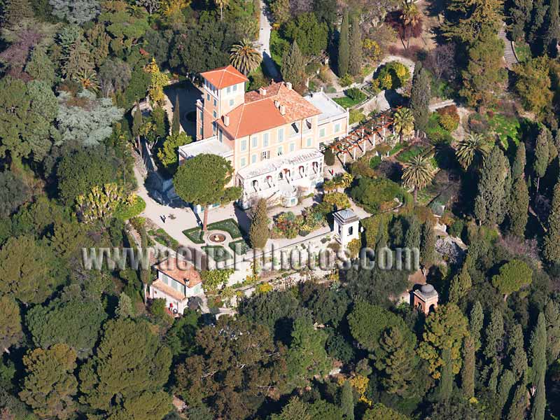 AERIAL VIEW photo of Hanbury Villa, Ventimiglia, Liguria, Italy. VEDUTA AEREA foto, Giardini Botanici Hanbury, Italia.
