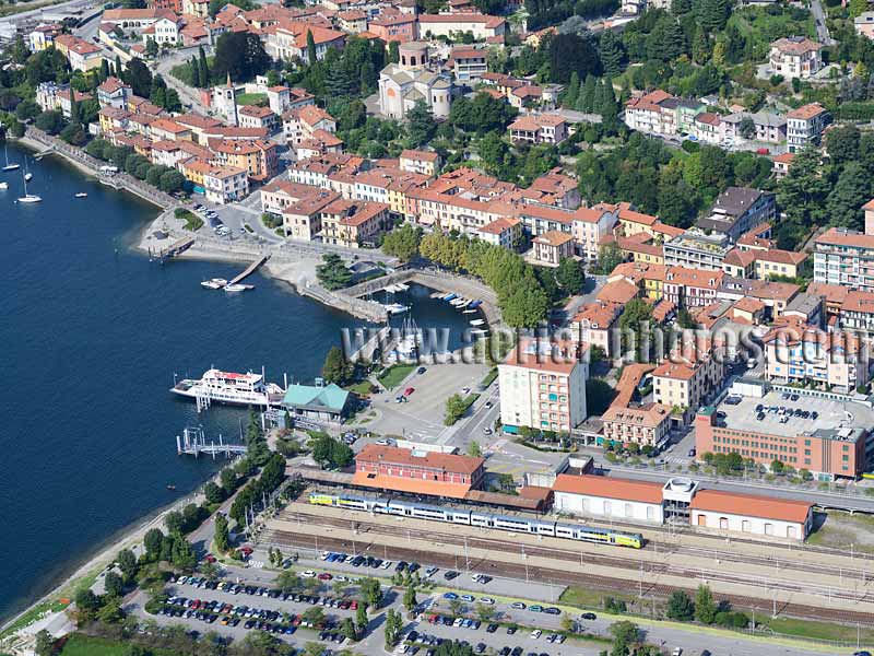 AERIAL VIEW photo of Laveno, Lake Maggiore, Lombardy, Italy. VEDUTA AEREA foto, Lago Maggiore, Lombardia, Italia.
