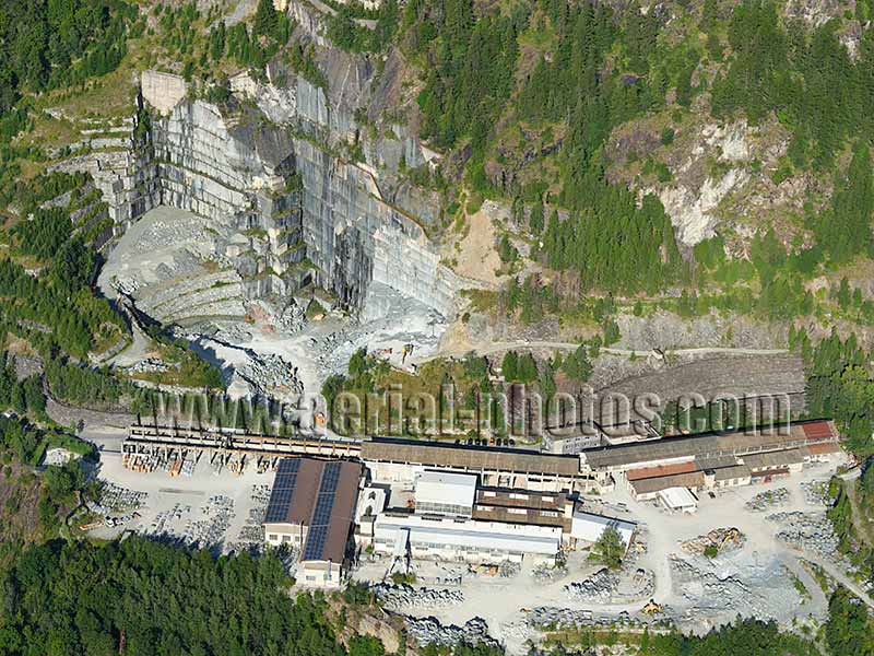 AERIAL VIEW photo of a quarry in Chiesa in Valmalenco, Lombardy, Italy. VEDUTA AEREA foto.