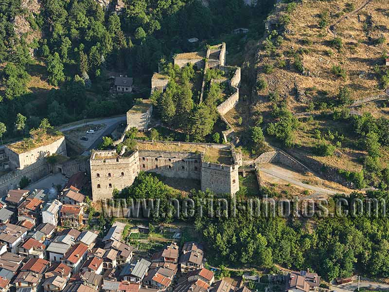 AERIAL VIEW photo of Neghino Fort in Vinadio, Piedmont, Italy. VEDUTA AEREA foto.
