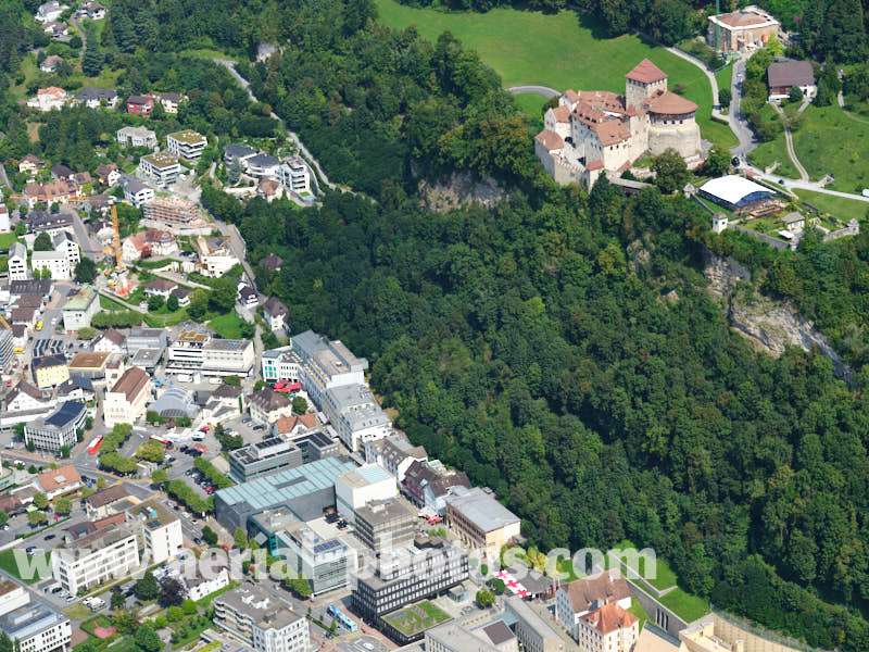 AERIAL VIEW photo of Vaduz Castle in Liechtenstein.