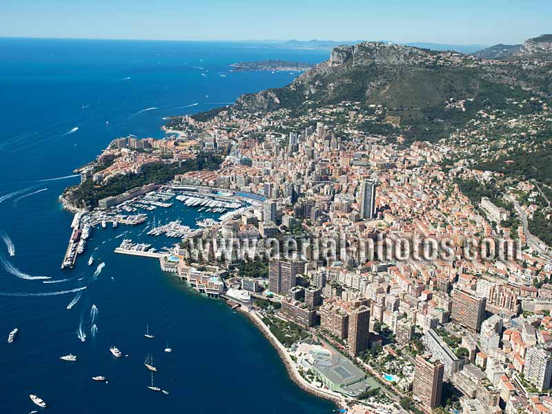 Aerial photo, Monte-Carlo, Monaco, French Riviera. Vue aérienne, Cote d'Azur.
