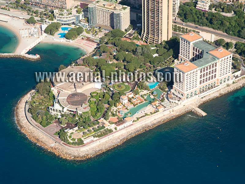 Aerial photo, Monte-Carlo Bay Hotel and Resort, Larvotto, Monaco. Vue aérienne.