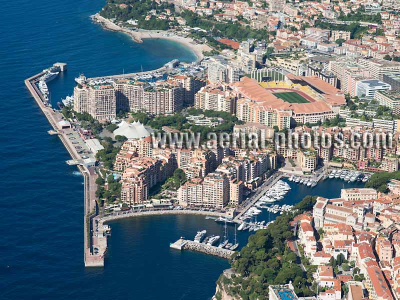 Aerial photo, Fontvieille, Principality of Monaco. Vue aérienne, Principauté de Monaco.