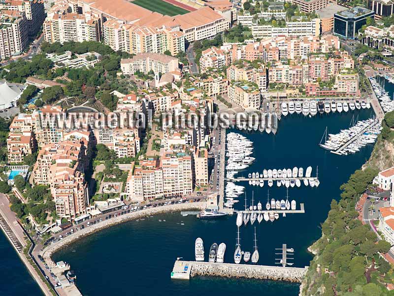 Aerial photo, Marina of Fontvieille, Monaco, Vue aérienne, port de plaisance de Fontvieille.