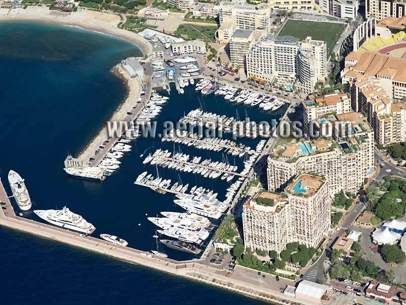 Aerial photo, Cap d'Ail Marina, Fontvieille, Monaco. Vue aérienne, port de plaisance de Cap d'Ail, France.