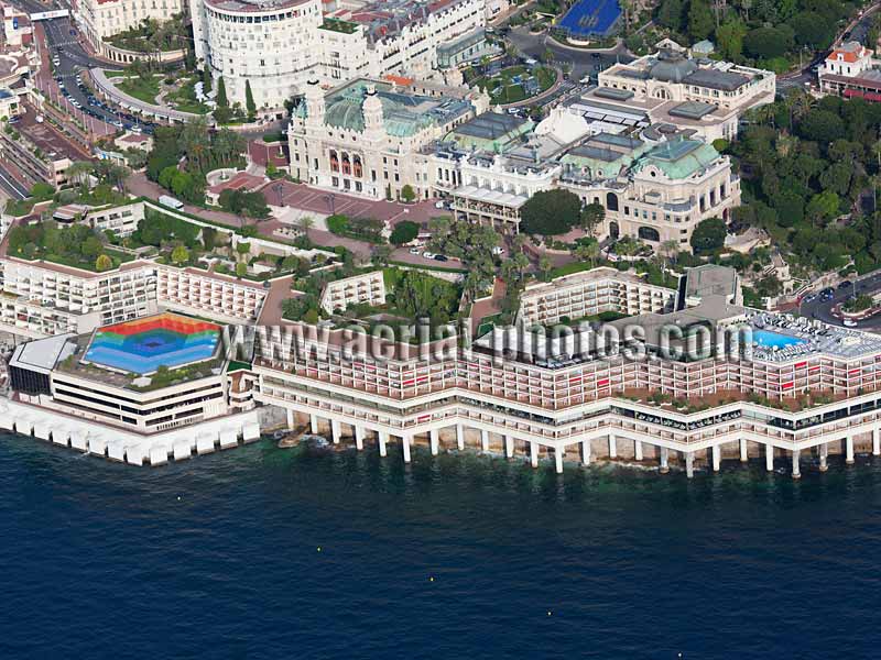 Aerial photo, Monte-Carlo Casino, Hotel Fairmont, Monaco. Vue aérienne.