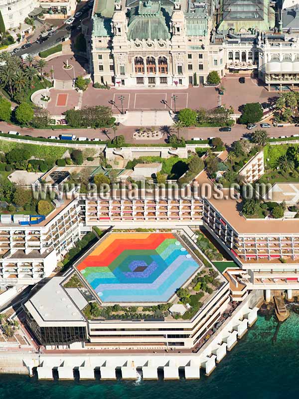 Aerial photo, Monte-Carlo Casino, Hotel Fairmont, Monaco. Vue aérienne.