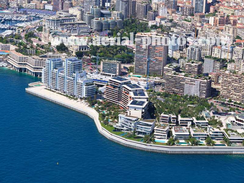 Aerial view, Le Portier aka Mareterra was inaugurated in 2024, Monaco. Vue aérienne.