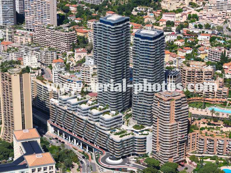 Aerial view, land extension of Portier Cove, now approaching completion, Monaco. Vue aérienne.
