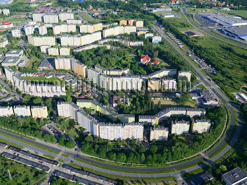 AERIAL VIEW photo of a housing estate, Walbrzych, Poland. FOTOGRAFIA LOTNICZA Osiedle, Polska.