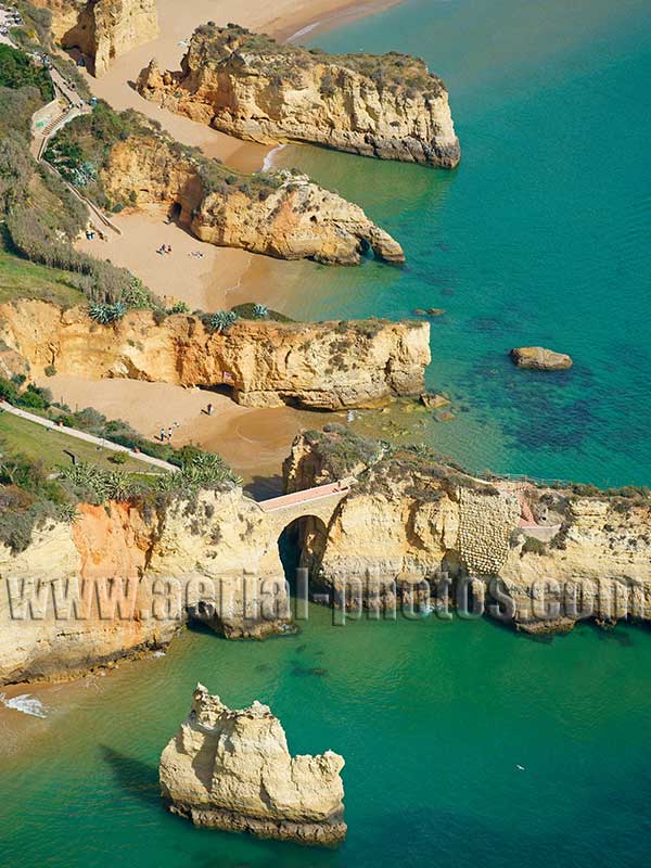 AERIAL VIEW photo of parallel cliffs, Lagos, Algarve, Portugal. VISTA AEREA penhasco.